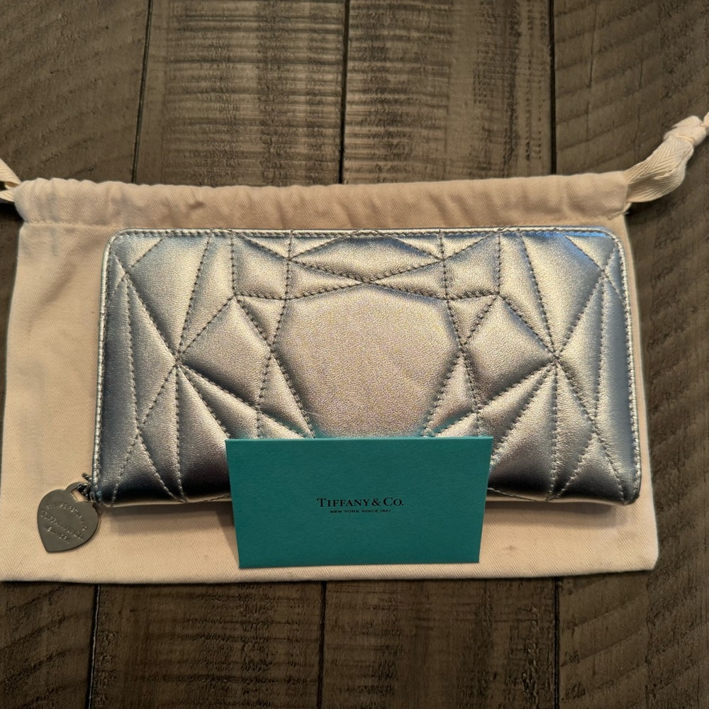 Tiffany & Co. Metallic Silver Quilted Wallet